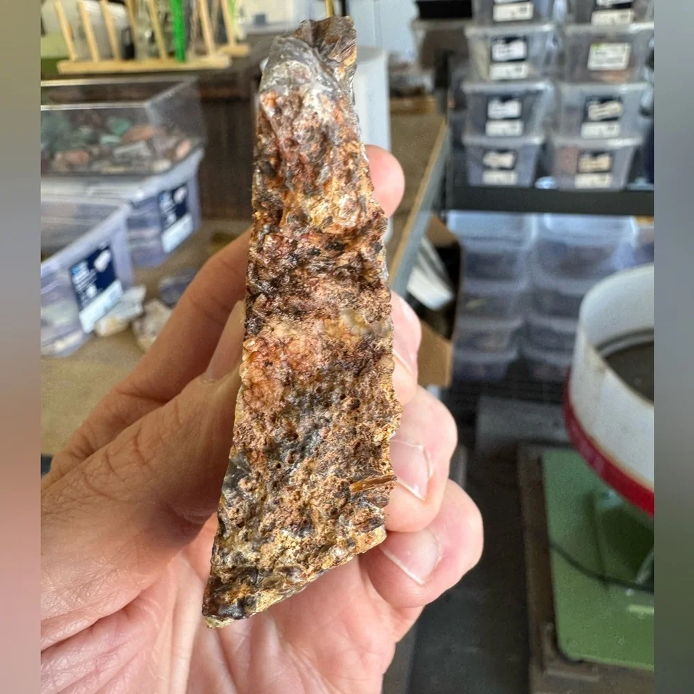 Turkish Stick Agate Slab End Cut Non polished (Turkey) - Brown and Black